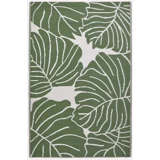 Homescapes Outdoor Teppich wetterfest – Ada Gartenteppich grün aus recyceltem Polypropylen, beidseitig verwendbar, floral Gemustert, für Balkon, Terrasse, Garten, Camping & Indoor, 120x180 cm