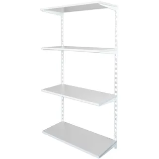 Biedrax Wandregal - Grundregal 20 x 60 x 150 cm, Farbe weiss - 4 Fachboden grau