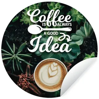 MuchoWow Wandsticker Kaffee - Zitate - Sprichwörter - Kaffee ist immer eine gute Idee (1 St), Wandtattoo Selbstklebend, Wohnzimmer Deko Aufkleber, 30x30 cm bunt 30 cm x 30 cm x 0.1 cm