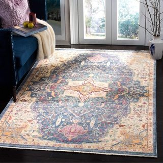 SAFAVIEH Traditionell Teppich für Wohnzimmer, Esszimmer, Schlafzimmer - Illusion Collection, Kurzer Flor, Blau und Lila, 244 X 305 cm