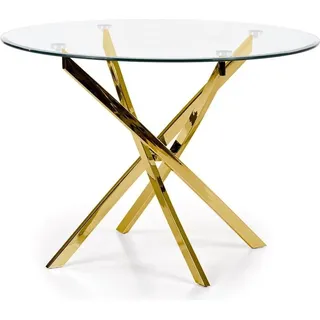Halmar Runden Glas Esstisch Raymond - transparent / golden - Transparent