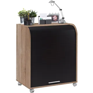 SIMMOB Mobiler Schreibtisch Sekretär Computertisch mit Laufrollen 93,9 x 79,2 cm, Farbe:Eiche-Schwarz