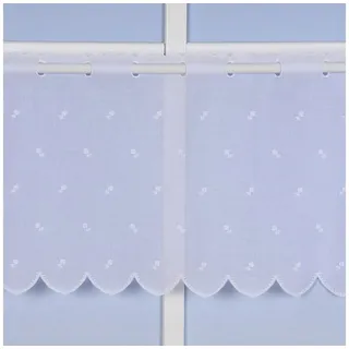 SCHÖNER LEBEN. Meterware Stickerei-Panneaux Scheibengardine Batistoptik Rosen weiß 70cm, Batist, bestickt weiß