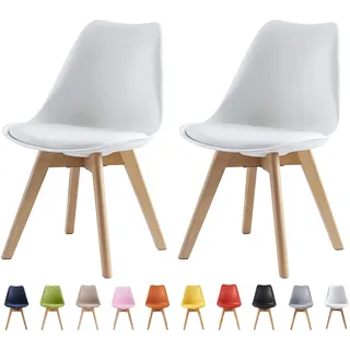 mcc direct Esszimmerstühle im 2er Set, Küchenstühle, Bürostühle, Designer Schalenstuhl, Eva (Green) (Weiß)