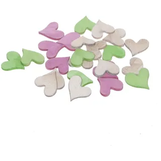 Holzherzen - Streudeko - Holz Herzen - Tischdekoration - 3- fach farbig sortiert - Natur - Grün - Pink - Mini - ca. 2 x 1,5 cm / 2 mm Dicke - 1 VE = 144 Stück - 13403