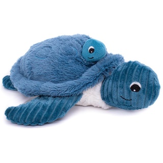 Les Déglingos PTIPOTOS by Savenou Schildkröte, Mama/Baby, blau, Plüsch, sehr weich, Geschenkidee zur Geburt, 29 cm