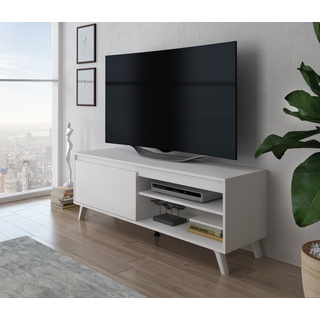 Furnix TV-Schrank DARSI Lowboard Fernsehschrank Kommode 100 oder 140 cm breit Wahl skandinavisches Design weiß 140 cm