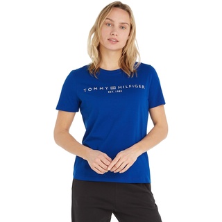 Tommy Hilfiger Damen T-Shirt Kurzarm Rundhalsausschnitt, Blau (Ultra Blue), XXS
