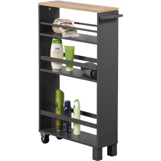 KESPER | Rollbares Nischenregal, Material: Spanplatte mit Dekorfolie, Maße: 50 x 15 cm, Farbe: Grau, Natur | 24856 13