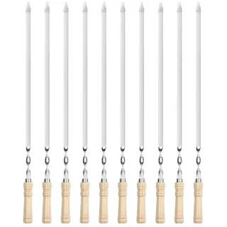 QUBEBU Grillspieß Edelstahl Grillspieße 10 Stück 55cm Schaschlik Spieße Wiederverwendbar (Flache 2 mm Spieße, 55cm Lang und 11mm Breit, 10-St., für BBQ Fleisch, Gemüse & Kebab, Perfekt für Grill, Barbecue & Camping), Fleischspieße, Schaschlikspieße, Mangal, Schampura