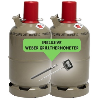 5 kg Propan Gasflasche ungefüllt inklusive Weber Grillthermometer