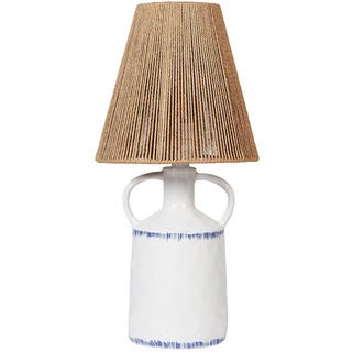 BELIANI Tischlampe Weiß Keramik Vasenform 51 cm Papierschirm Trommelform Kabel mit Schalter Handgefertigt Boho Schlaf- u. Wohnzimmer Beleuchtung