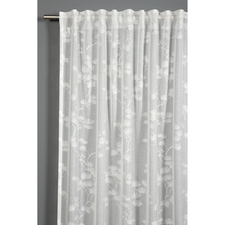 GARDINIA Vorhang mit verdeckten Schlaufen und Gardinenband, Lichtdurchlässig, Transparent, Gardine, Ausbrenner Baumwollblüte, Weiß, 140 x 175 cm