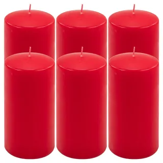 Stumpenkerze rot Höhe 15 cm Ø 7,5 cm lange Brenndauer Rund-Kerze Säulenkerzen Kerzen-Deko Tafelkerzen Weihnachts-Kerzen Hochzeit (6)