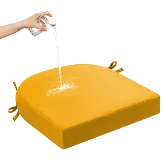 Generisch Stuhlkissen Outdoor Halbrund Wasserfest, 40x40 45x45 50x50cm Waschbare rutschfest Sitzkissen Bürostuhl mit Bändern Dickes Hochdichter Schaumstoff Sitzpolster für Garten