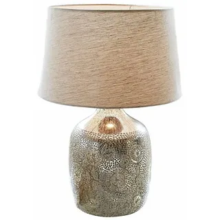 Mirabeau Tischleuchte Tischlampe Leonarda antiksilber/creme silberfarben