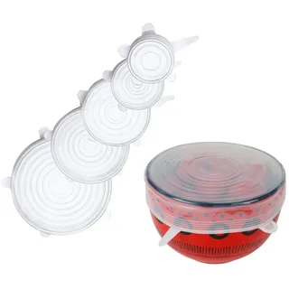 Buri Silikondeckel 5er-Set transparent Frischhaltedeckel Wiederverwendbar Dehnbar
