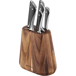 Tefal Messerblock Jamie Oliver K267 Küchenmesser+Holz hohe Schneideleistung Kochmesser (7tlg),Fleischmesser Brotmesser Santokumesser Universalmesser