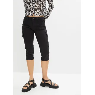 Caprihose BONPRIX, Damen, Gr. 44, N-Gr, schwarz, Web, Obermaterial: 97% Baumwolle, 3% Elasthan, skinny fit, Hosen Caprihose, aus Baumwolle mit Elasthan, Skinny Fit, im Cargo-Look