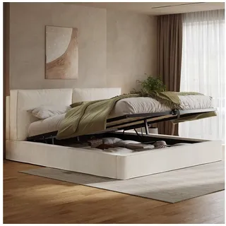 HAUSS SPOLE Polsterbett Polsterbett 180x200 Funktionsbett mit Kopfteil,Doppelbett mit Matratze (Erwachsenenbett Funktionsbett mit gepolstertem Kopfteil und Lattenrost, mit Bettkasten), mit Matratze