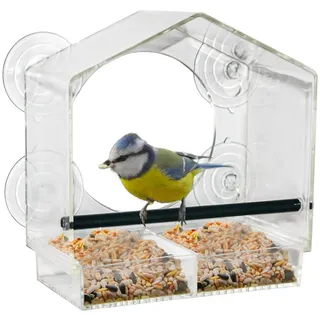 Spetebo Fenster Futterhäuschen für Vögel - 20 x 18 cm - Transparent