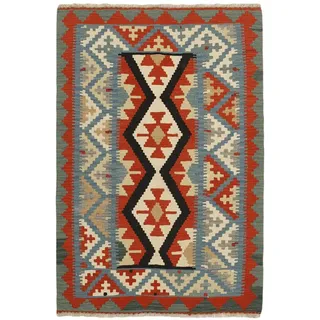Nain Trading Orientteppich Kelim Fars 121x177 Handgewebter Orientteppich / Perserteppich, rechteckig, Höhe: 5 mm rot|schwarz