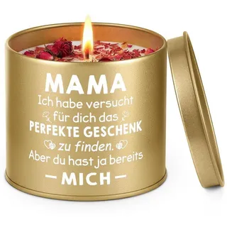 LuxusKollektion Duftkerze Duftkerze Mama Geschenk mit Kristall & Blumen goldfarben