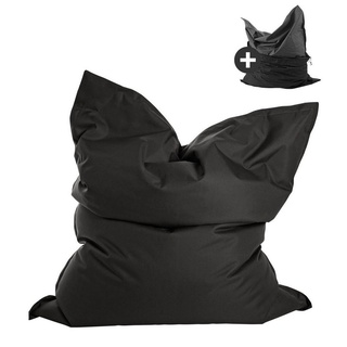 mokebo Sitzsack Der Große (mit Schutzhülle), Bean Bag Outdoor XXL, Bodenkissen, Riesen Sitzkissen in Schwarz schwarz 130 cm x 170 cm x 20 cm