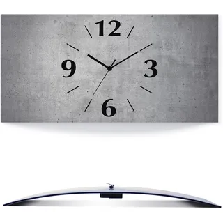 ARTLAND Wanddeko Wanduhr ohne Tickgeräusche Alu Funkuhr analoge Funkuhr 60x30 cm Grauer Beton Optik U1RG
