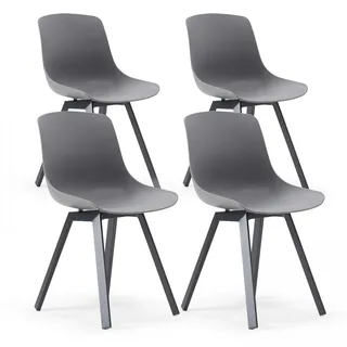 Oviala Business Set aus 4 skandinavischen Stühlen aus grauem Aluminium