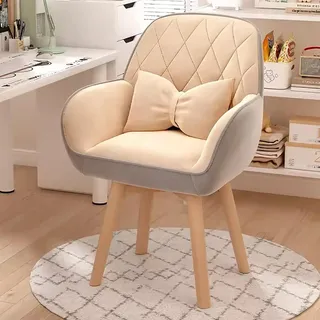 Drehbarer Schminktisch Stuhl, Sessel Schminkstuhl aus Leder, Mid-Century-Stuhl Schminktisch, Zum Arbeiten oder Lernen zu Hause und im Büro, Hocker Schminktisch ( Color : A beige , Size : Not rotating