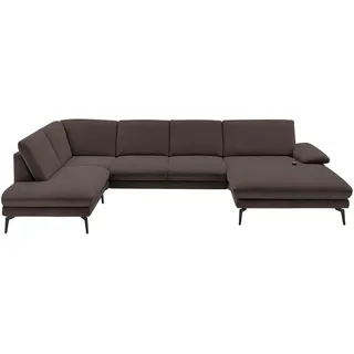Dieter Knoll Wohnlandschaft, Dunkelbraun, Metall, 4-Sitzer, U-Form, 344x208 cm, Fußauswahl, Stoffauswahl, Sitzqualitäten, seitenverkehrt erhältlich, Hocker Rücken echt, individuell planbar, Wohnzimmer, Sofas & Couches, Wohnlandschaften, Wohnlandschaften in U-Form