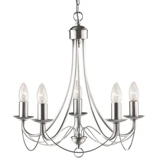 Searchlight Kronleuchter Maypole, Silber, Metall, 120 cm, höhenverstellbar, Lampen & Leuchten, Innenbeleuchtung, Hängelampen, Kronleuchter