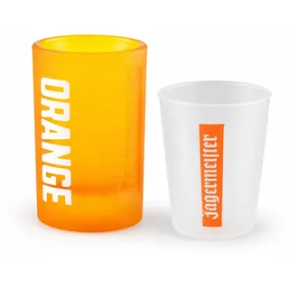 Jägermeister Original Shot-Glas Orange 2 cl Schnaps-Glas Shot-Gläser Cup Cup's Kunststoff-Probierbecher