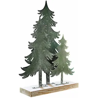 Loberon Deko-Bäume Filiz, DREI Elegant Stilisierte Weihnachtsbäume, Festdekoration, Weihnachtsdekoration, Weihnachten, Accessoire, Eisen, Tannenholz, antikgrün/braun