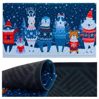 Ruhhy Fußmatte Weihnachtsfußmatte 75x45cm Schuhmatte, eckig, Höhe: 5 mm, Hält Schmutz und Nässe zuverlässig fern und schützt Böden blau|bunt