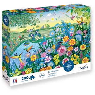 Calypto 3907401 Frühling, 200 Teile Puzzle mit Soft Touch, Kinderpuzzle mit samtiger Oberfläche inkl. Puzzleposter, für Kinder ab 7 Jahren, Garten, Blumen, Schmetterlinge