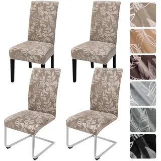 LuxusKollektion Stuhlbezug Stuhlhussen Samt elastisch abnehmbar Freischwinger Hellbraun 4er set