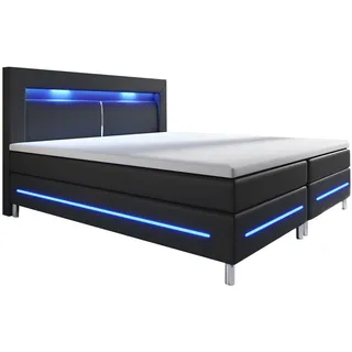 Juskys Boxspringbett Norfolk Schwarz 200 x 200 cm
