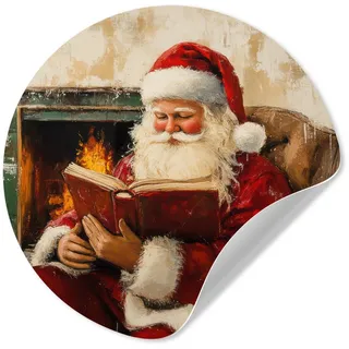 MuchoWow Wandsticker Weihnachten - Weihnachtsmann - Winter - Open Fireside (1 St), Wandtattoo Selbstklebend, Wohnzimmer Deko Aufkleber, 30x30 cm 30 cm x 30 cm x 0.1 cm