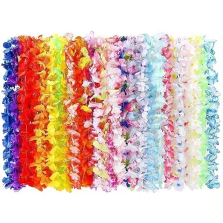 BangShou 100STK Hawaii Bunten Girlanden Hawaiikette Halskette Blumen Girlande Blumenkette Stoffblüten Hawaii Blumen Set für Kleid, Party Favors, Strand und Themenbezogenen Geburtstage