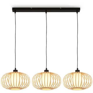 Briloner Bambus Pendelleuchte 3-flg. 70 cm schwarz/beige