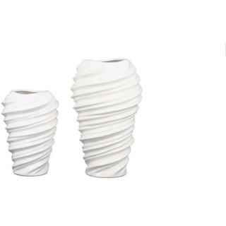 Gilde Casablanca Vase Twist - Porz.weiß glänzend