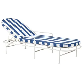 Sonnenliege Arts Weiß/Blau gestreift - elegante Outdoor-Gartenliege aus Metall & Olefin