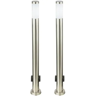 GLOBO Stehlampe Standleuchte Edelstahl 7,6x110 cm 2er Set grau/silber