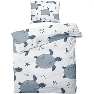 ZDABAOEC Schildkröte Kinderbettwäsche 100x135 Jungen Mädchen, Weiche Microfaser Kinder Baby Bettwäsche 2er Set - 1 Bettbezug + 1 Kissenbezug 40x60, mit Reißverschluss, Wende Motiv