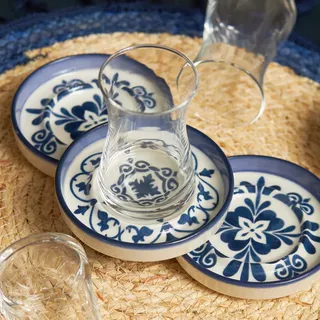 KARACA 153.03.06.7766 Tea Set, Steingut, Zeher Blue