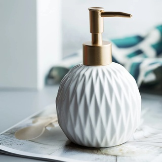 Weiß Seifenspender für die Küche mit Keramik-Seifenspender, Pumpflasche für Badezimmer, eleganter Handseifenspender für Dusche, 400 ml.