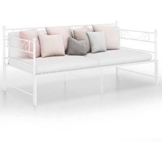 furnicato Bett Tagesbett Ausziehbar Weiß Metall 90x200 cm weiß