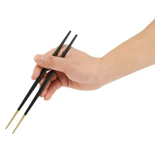 304 Edelstahl Essst?bchen, quadratisch 22cm schwarz matt | Leichte, rutschfeste Griffoberfläche für präzises Sushi-Greifen, wiederverwendbar und spülmaschinenfest